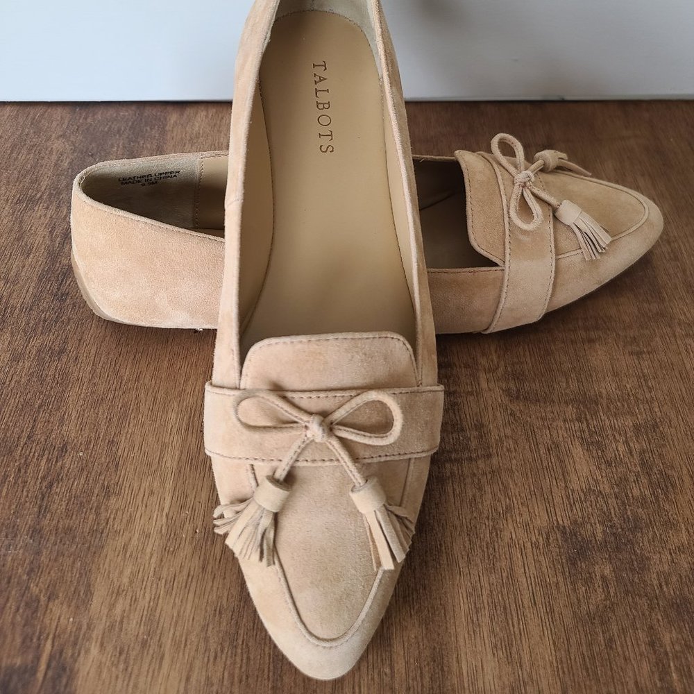TALBOTS / FRANCESCA SUEDE DRIVING FLATS / TAN SUEDE Size 9.5 New- no box